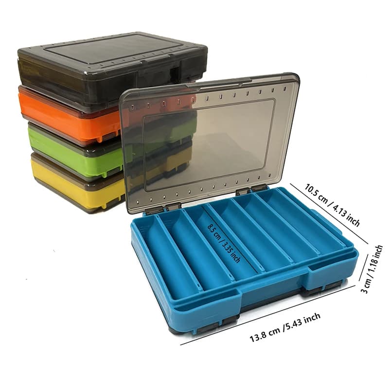 Double Sided Fishing Lure Boxes, 12 Compartments Fishing Tackle Organizer With 2 Buckle, Plastic Clear Storage Case