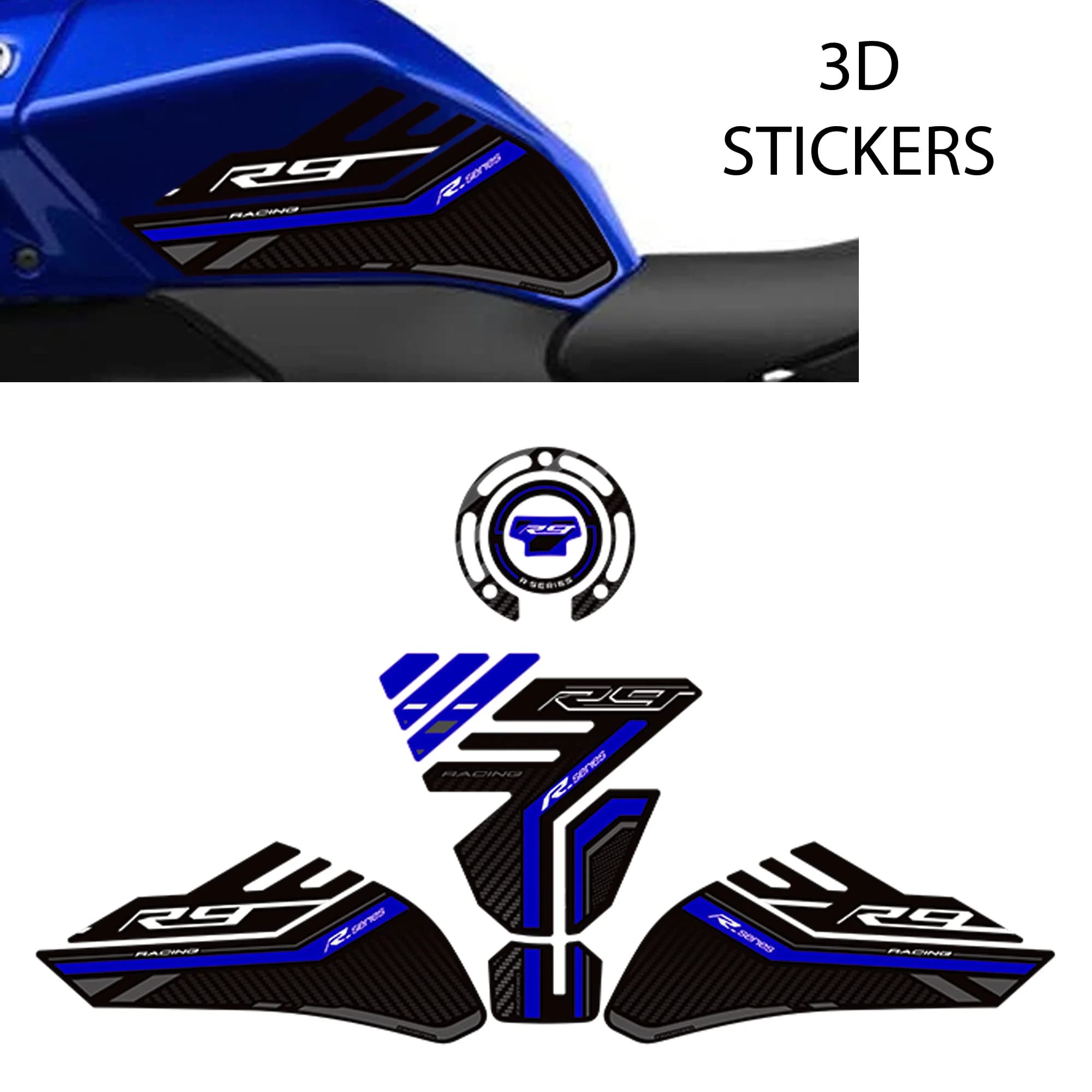 Moto Per Yamaha YZF-R9 YZFR9 YZF R9 Rilievo del Carro Armato TankPad Cap Grips Gas Kit Carburante Ginocchio 3d Adesivi Decalcomanie di Protezione 2025 2026