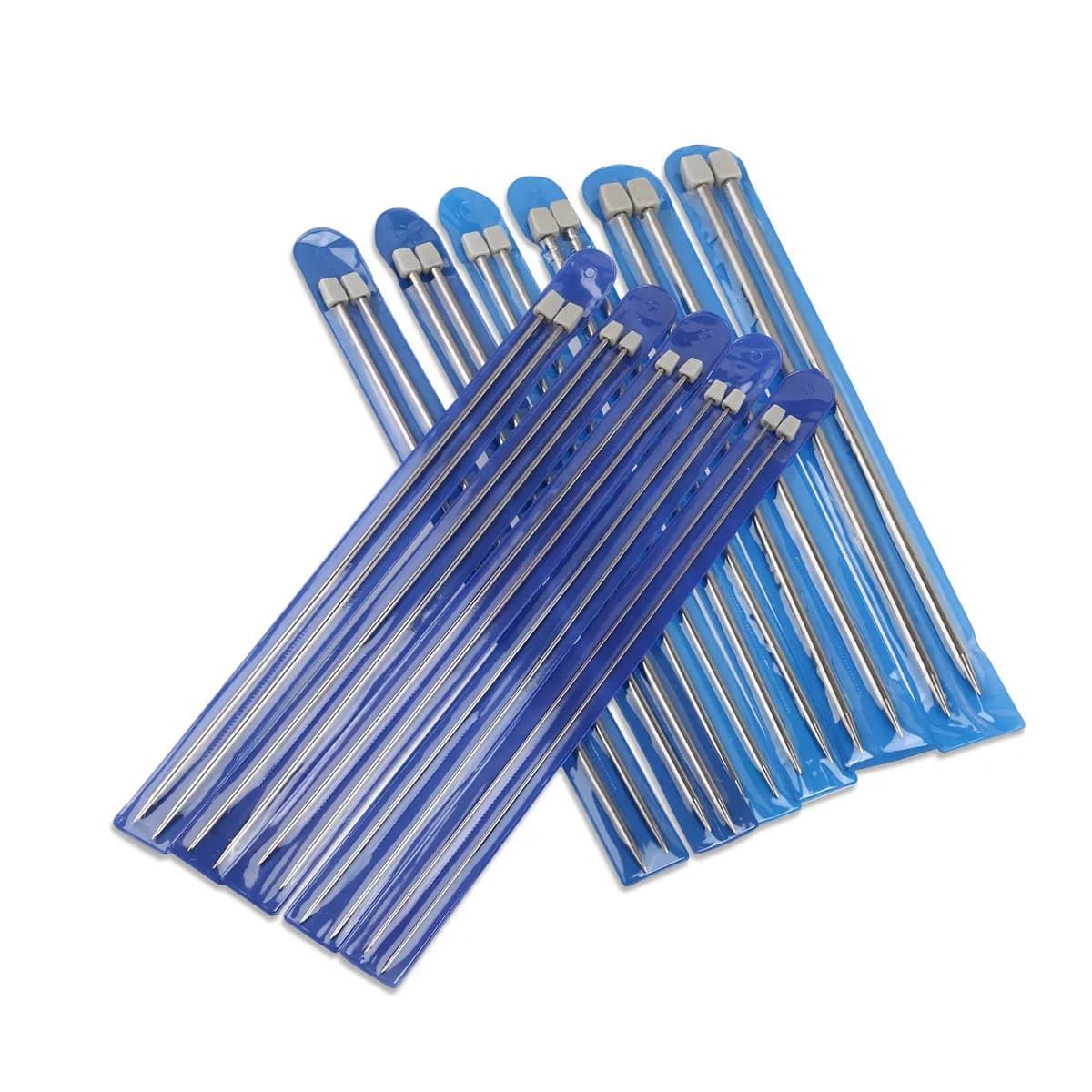 11Pairs 36Cm Stainless Steel Straight Single Pointed Knitting Needles Set 2.0mm to 8.0mm Metric Marked Easy Storage Silver