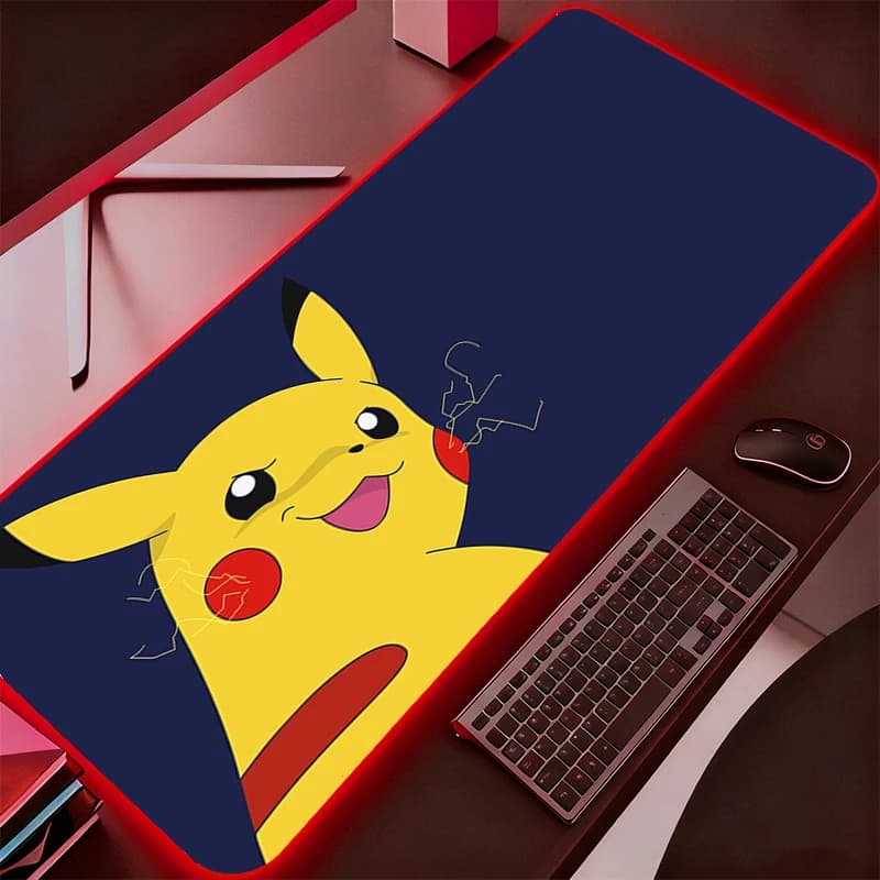 Tappetino per mouse LED Pokemon Pikachu Gamer Large XXL Tablet Varmilo Tappetino per tastiera con retroilluminazione Accessori da gioco Tappetino per mouse RGB