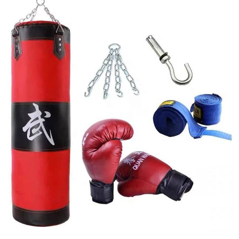 Adjustable Empty Boxing Bag for Fitness and Kick Boxing with Gloves and Accessories