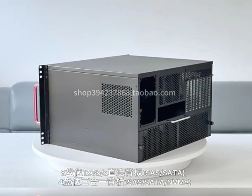 Chassis Server EATX a 12 Bay con Supporto PSU ATX, HDD U.2 e Raffreddamento a Liquido AIO 360 per NAS