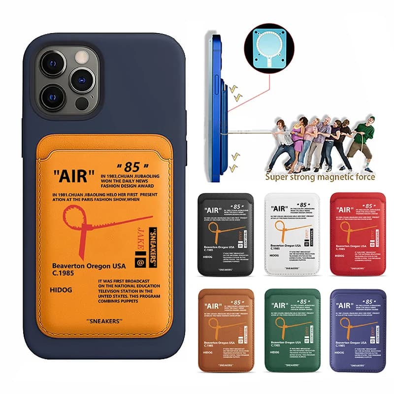 Aggiorna scarpe da ginnastica magnetiche custodia a portafoglio in pelle PU per MagSafe iPhone13 14 12 15 AIR Street Sports etichetta porta carte backCover
