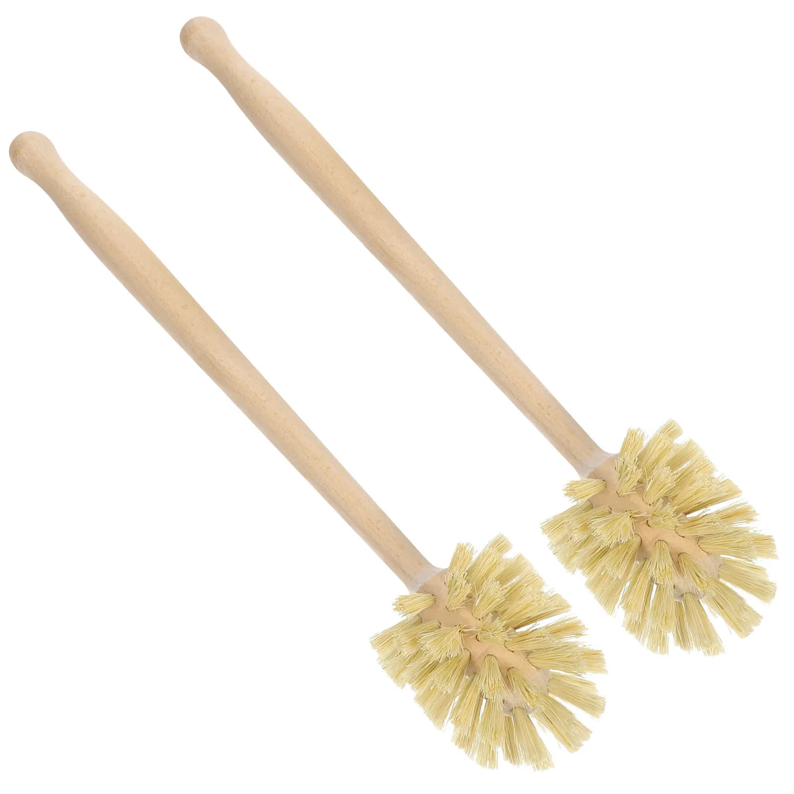 Set di 2 Spazzole per WC in Sisal con Manico in Legno, Spazzola per Pulizia Profonda del Bagno per Uso Domestico