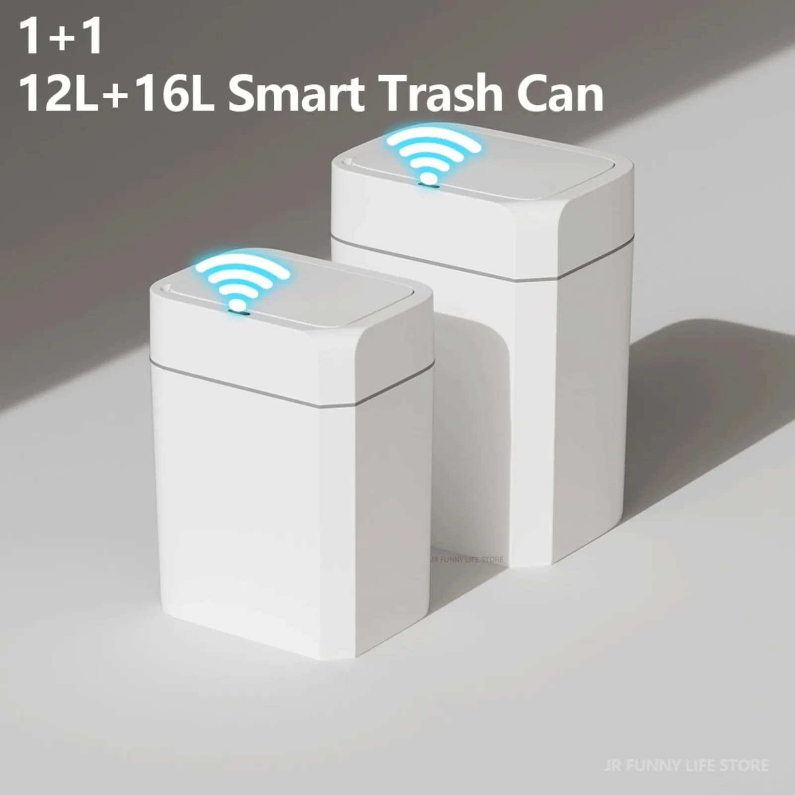 Bidone della spazzatura con sensore intelligente da 12/16 litri, bidone della spazzatura automatico antiodore per WC, cestino per rifiuti elettrico bianco