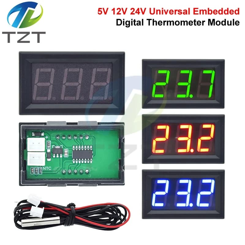 Termometro Digitale Mini LED DC 4.5-30V per Auto, Misuratore di Temperatura con Sonda, Range di Misurazione -50-110°C