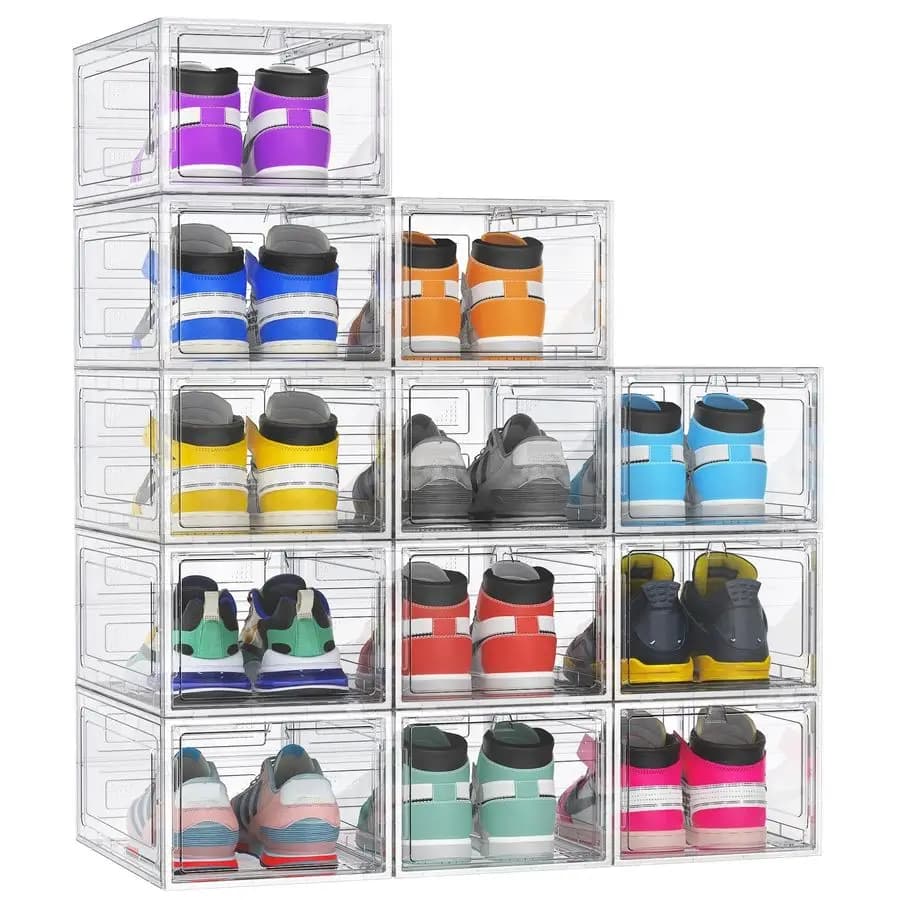 Confezione rigida e robusta, rigida XX, grande, per riporre le scarpe, per armadio, trasparenti, impilabili, per scatole per scarpe da ginnastica, contenitori per rack