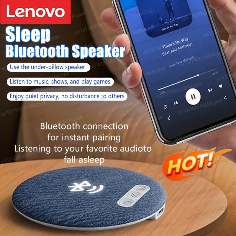Nuovo Altoparlante Bluetooth Lenovo a Forma di Cuscino con Timer, Spegnimento Automatico, Musica Rilassante e Rumore Bianco, Batteria a Lunga Durata