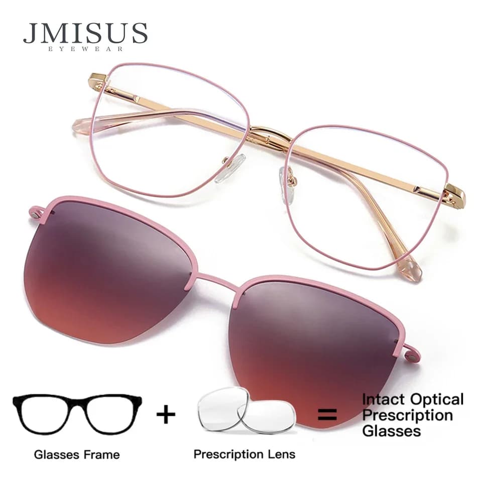 Occhiali da vista a clip a forma di farfalla per donna, ultraleggeri in metallo, quadrati, anti-luce blu, polarizzati, con lenti graduate