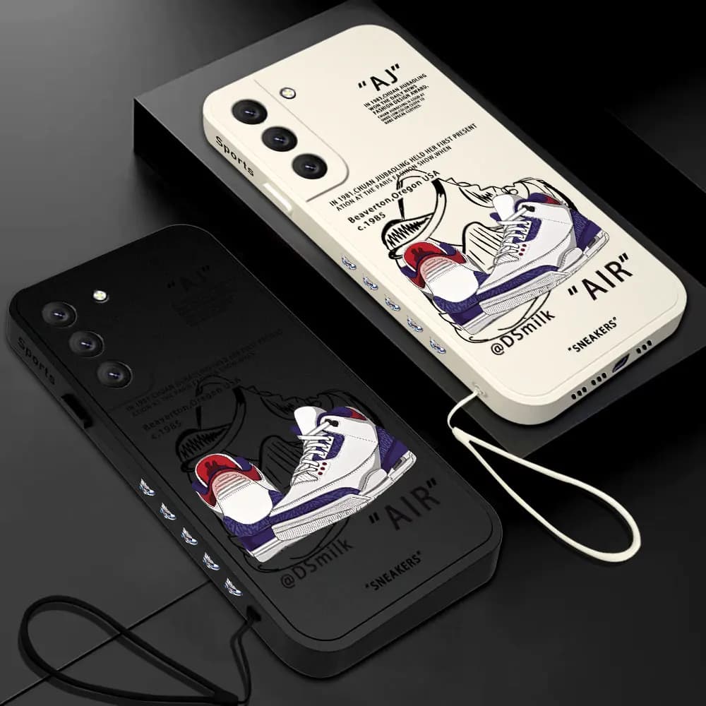 Custodia con etichetta per sneakers Trend Street per Samsung Galaxy S24 S23 S22 S21 S20 S10 Nota 20 10 Ultra Plus FE 4G 5G Cover con cinturino da polso