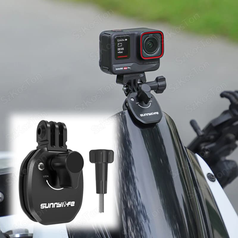 Clip per parabrezza moto per Go Pro Hero 13 12 11 10 9 8 7 Supporto in alluminio per Insta 360 X5 X4 X3 Go 3S ACE Pro 2 Fotocamera sportiva