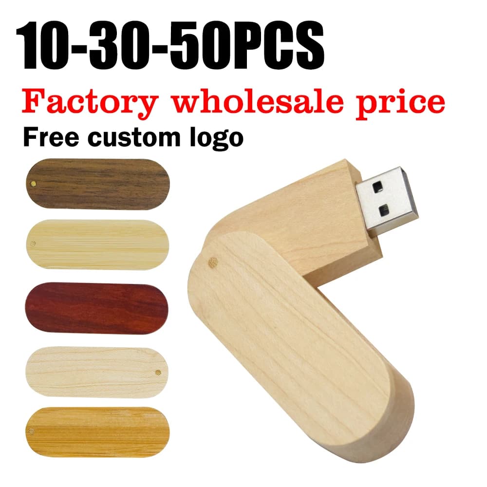 10/30/50 pz/lotto Chiavetta USB 2.0 Ad Alta velocità Chiavetta Pendrive in Legno 8 GB 16 GB 32 GB 64 GB 128 GB Memory Stick Regalo di Nozze (LOGO Libero)