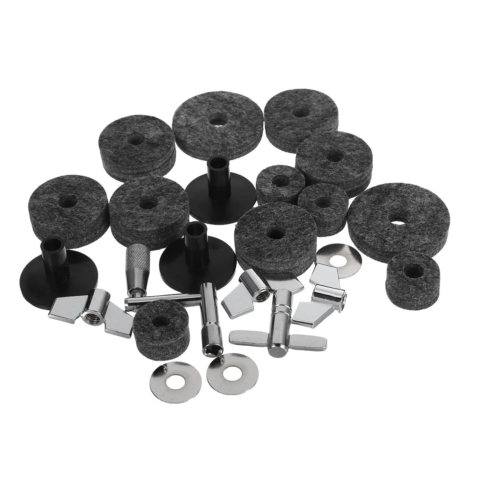 23 pcs Drum Bracket Stand Stable Cymbal Holder Mount Halloween Christmas New Year Cymbal Stand Felt Drum Cymbal Sleeve Pad