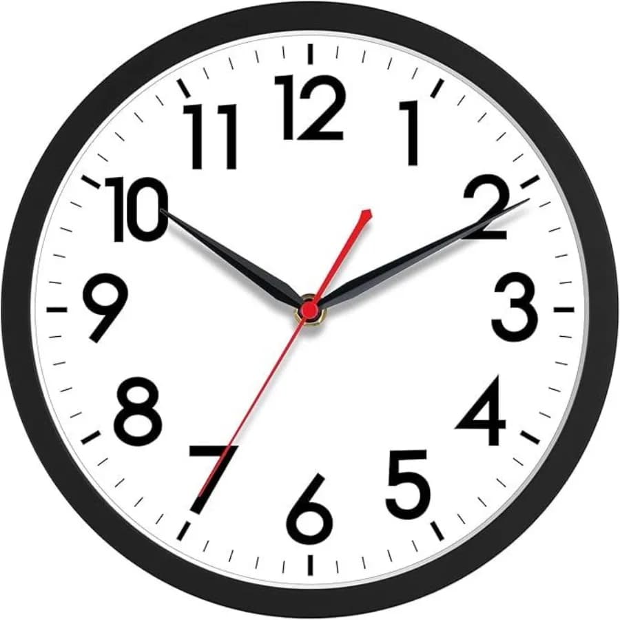 Wall Clock 10 Inch Silent Non-Ticking Modern Analog Clock Battery Operated for Office Home Bathroom Kitchen Bedroom School Livi