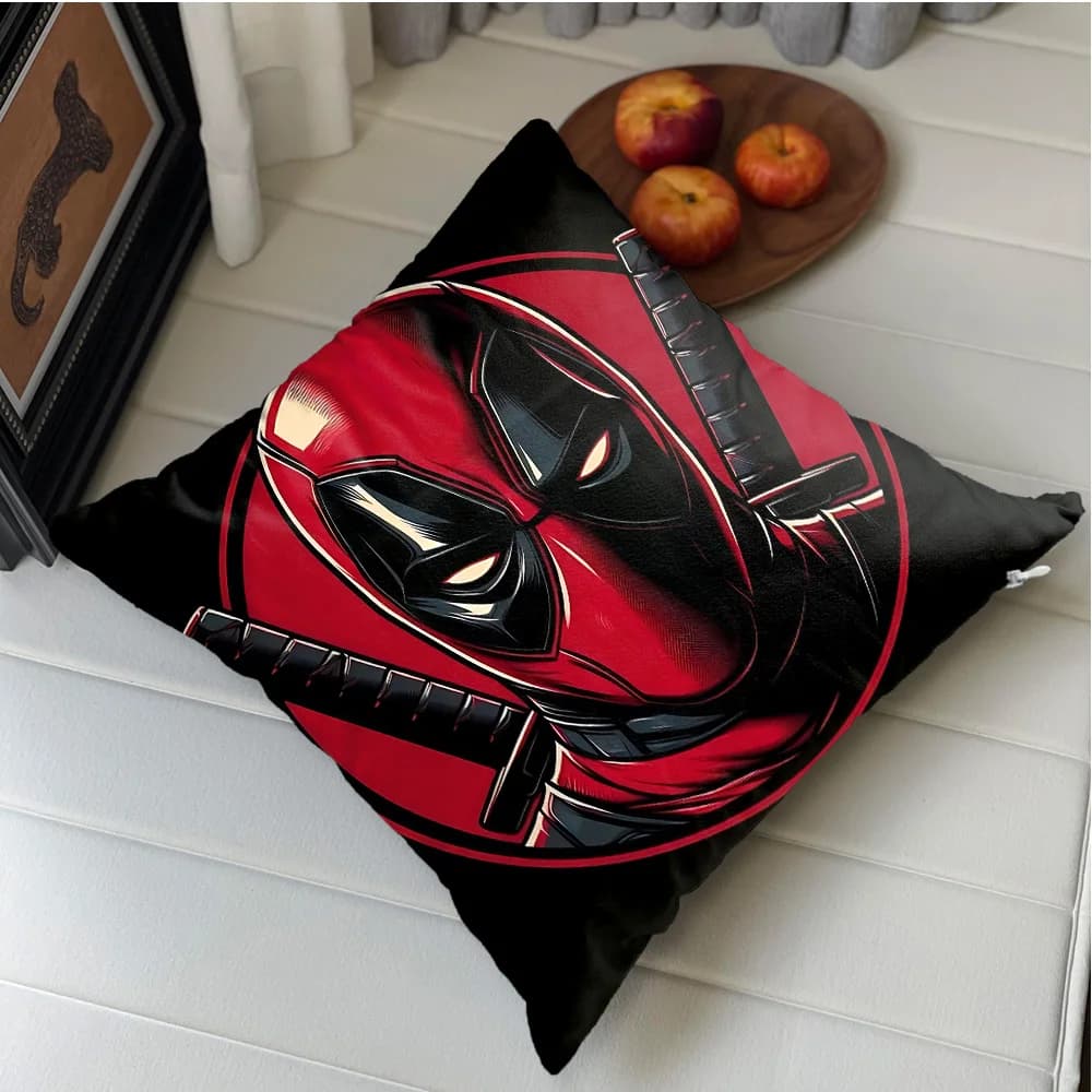 Fodera per cuscino decorativa 45x45 cm con stampa Deadpool Kawaii, regalo personalizzato per la casa e il soggiorno, ideale per le feste