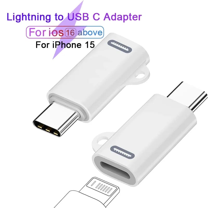 Male Type C iPhone Cable Adapter for Apple iPhone 15 Pro Max iPad USB C Lighting Charging Data Synchronization Connector