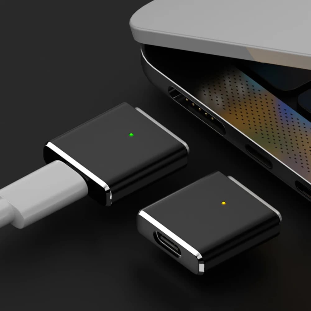 Adattatore da USB-C femmina a magnetico 3 in 1 da 100W con indicatore LED, convertitore di ricarica rapida PD3.1 5A 20V per MacBook Pro/Air 2021-2023