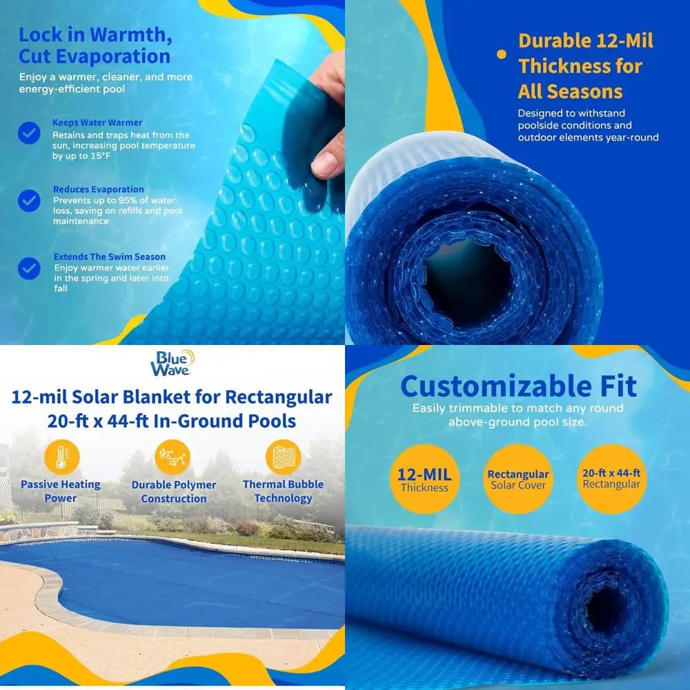 Coperta isolante per piscina da 20 piedi x 44 piedi con ritenzione del calore e protezione UV - Blu