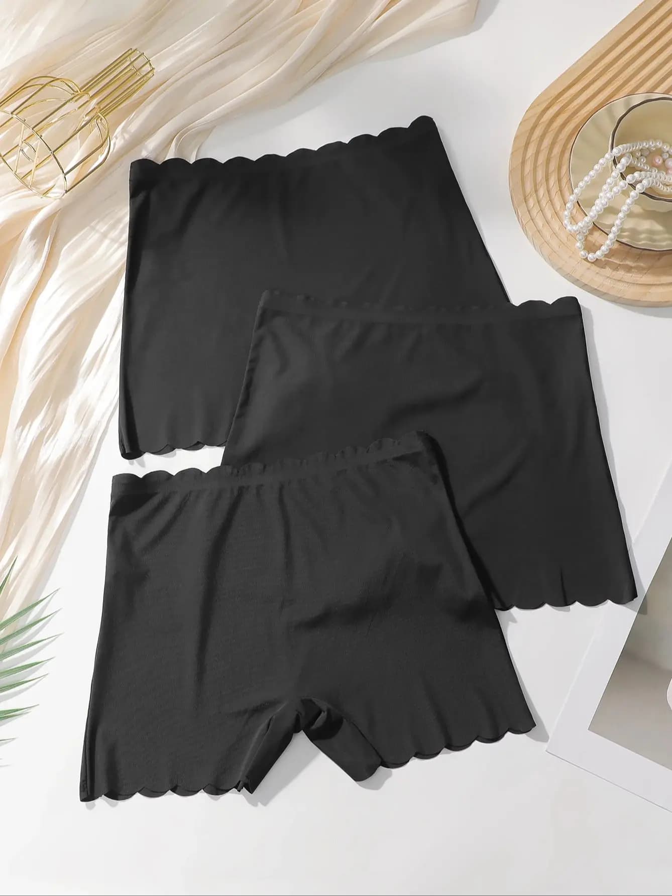 Pack of 3 women's high waist black safety shorts, anti-transparency, invisible, for clothes, skirts, leggings and yoga
