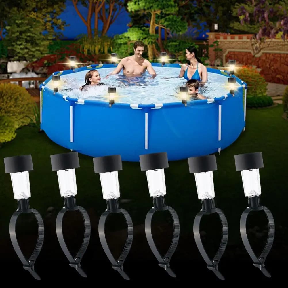 Solar Powered LED Pool Lights Waterproof Outdoor Hanging Night Light for Above Ground Frame Pools and Fence Garden Decor