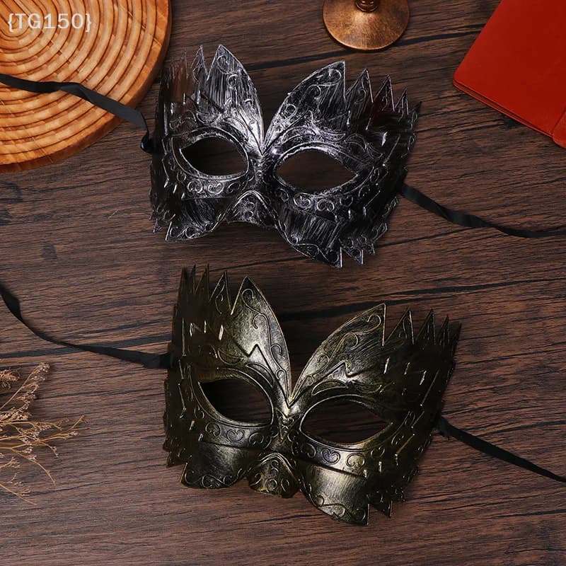 【Ja】Maschera vintage oro e argento a mezza faccia, maschera da carnevale per feste in costume di Halloween (unisex)