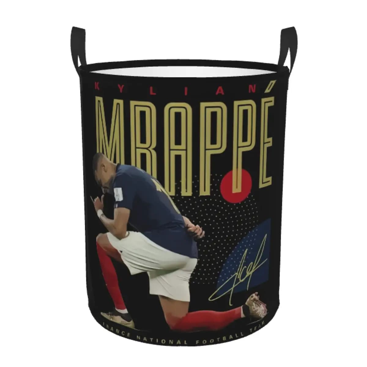 Personalizzato Mbappes KM Football Soccer Star Cesto per la biancheria Pieghevole Cultura fisica Vestiti Cesto per giocattoli Contenitore per la scuola materna
