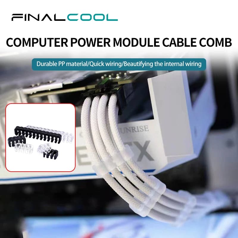 FinalCool LXQ-36 Organizzatore di cavi a 24, 16 e 8 pin per gestione cavi di alimentazione case, clip per cavi desktop, pettini per prolunghe, set da 36 pezzi