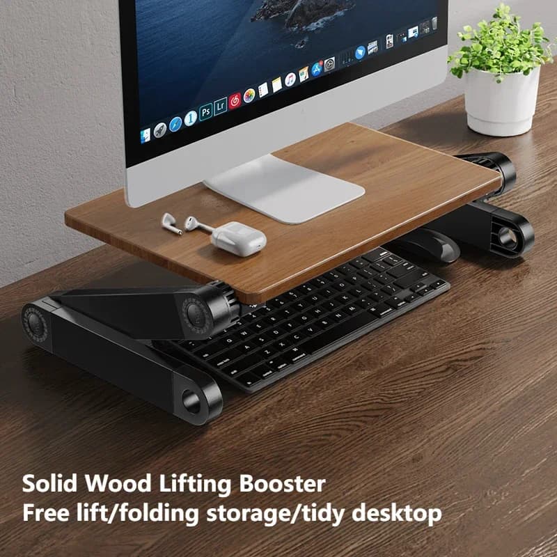 Oatsbasf Supporto per MacBook portatile in legno massello Supporto per laptop Booster per scrivania Staffa per proiettore per notebook regolabile in altezza verticale