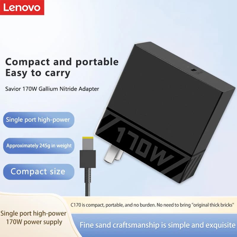 Adattatore di Alimentazione Universale Lenovo Legion C170 C170W Gan, Caricatore per Computer Nero, Cavo Type-C PD3.1 da C a C, Compatibile con Telefoni, Tablet e Laptop Legion
