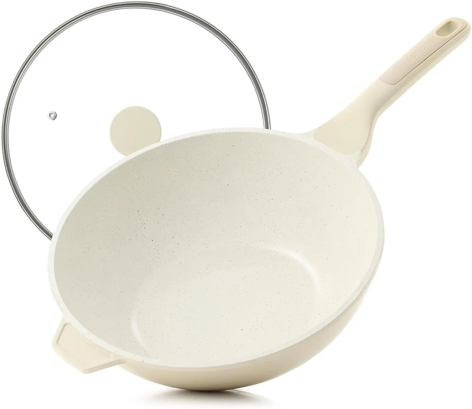 11 Dustproof Ceramic Wok with Coperchio, Compatible with Induction, Jumping pan, PFAS pen