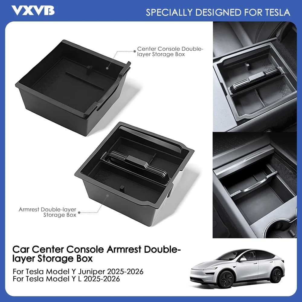 Per Tesla Nuovo Model Y 2025 2026 Launch Juniper Model Y L, Vano portaoggetti per console bracciolo in ABS, organizer a doppio strato, accessori