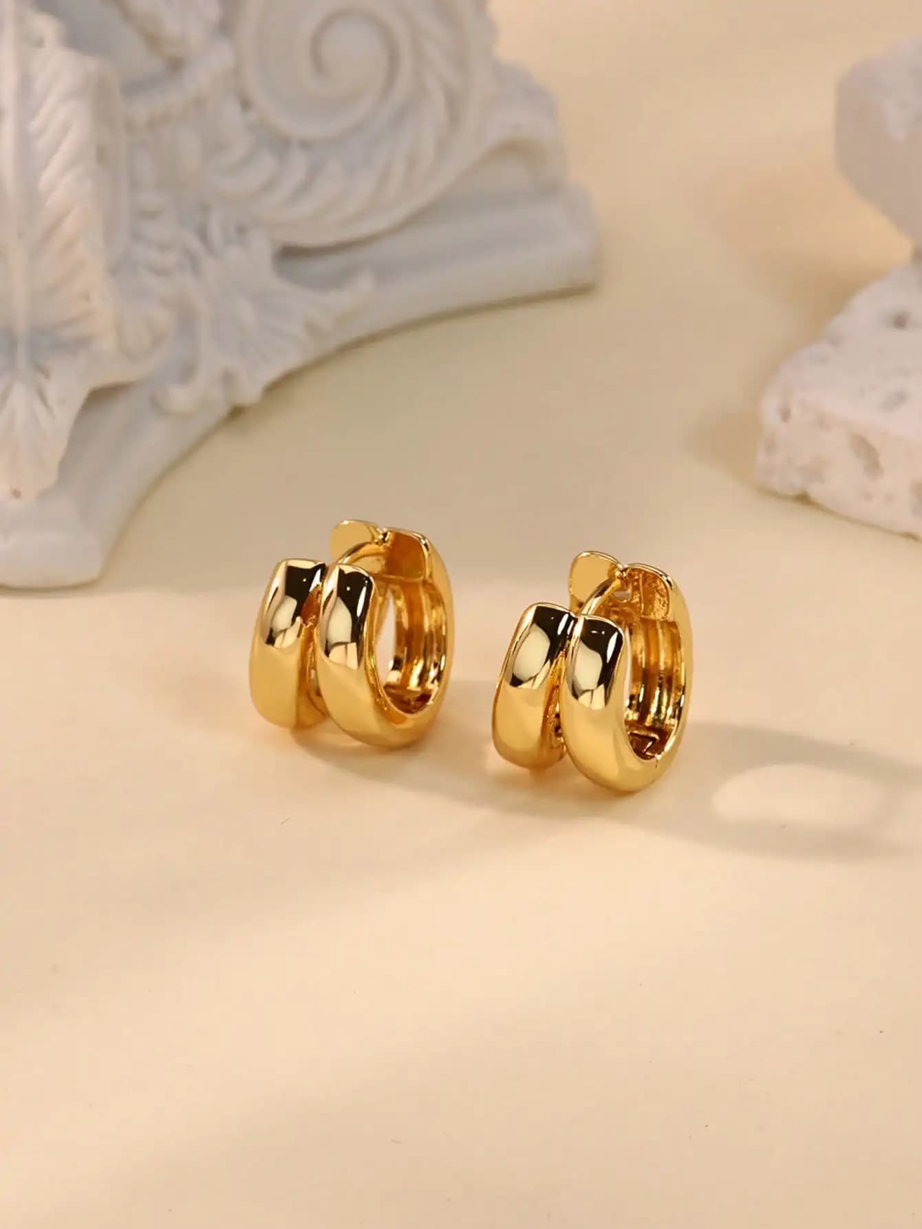 Orecchini a cerchio minimalisti a forma di C a doppio strato in acciaio inossidabile per donne/mamme, colore argento resistente all'ossidazione, gioielli per matrimoni, feste, San Valentino, regali per la festa della mamma