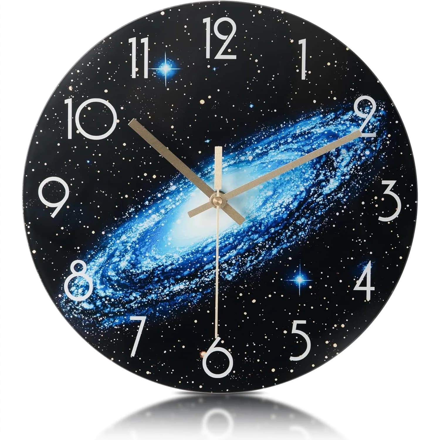 Orologio da Parete in Vetro da 10 Pollici per Arredamento Soggiorno, Silenzioso a Batteria per Cucina, Camera da Letto, Bagno