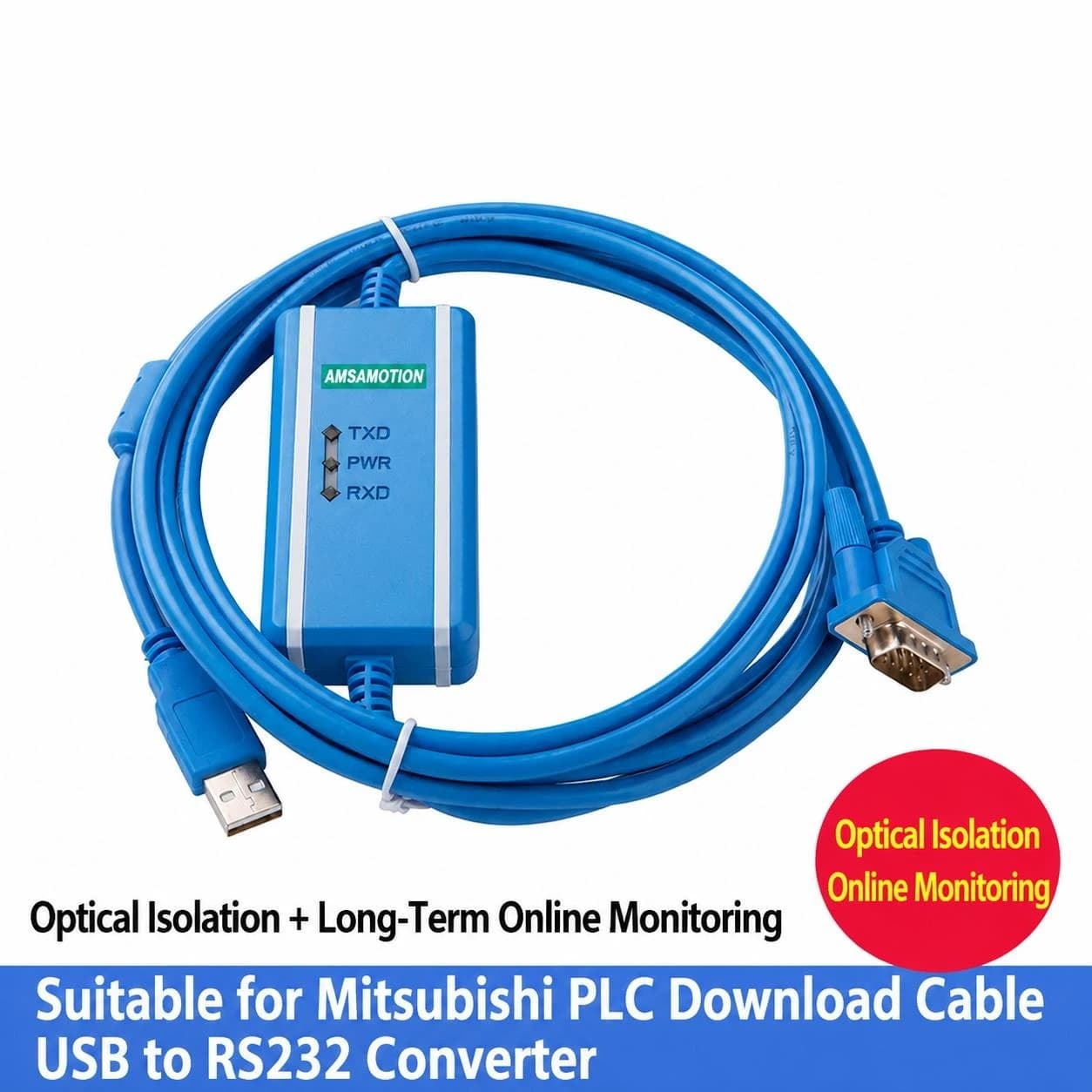 USB to RS232 Serial Cable 9 Pin for Zhongda Youkong Lingkong Mitsubishi PLC Industrial Control Board Programming Data