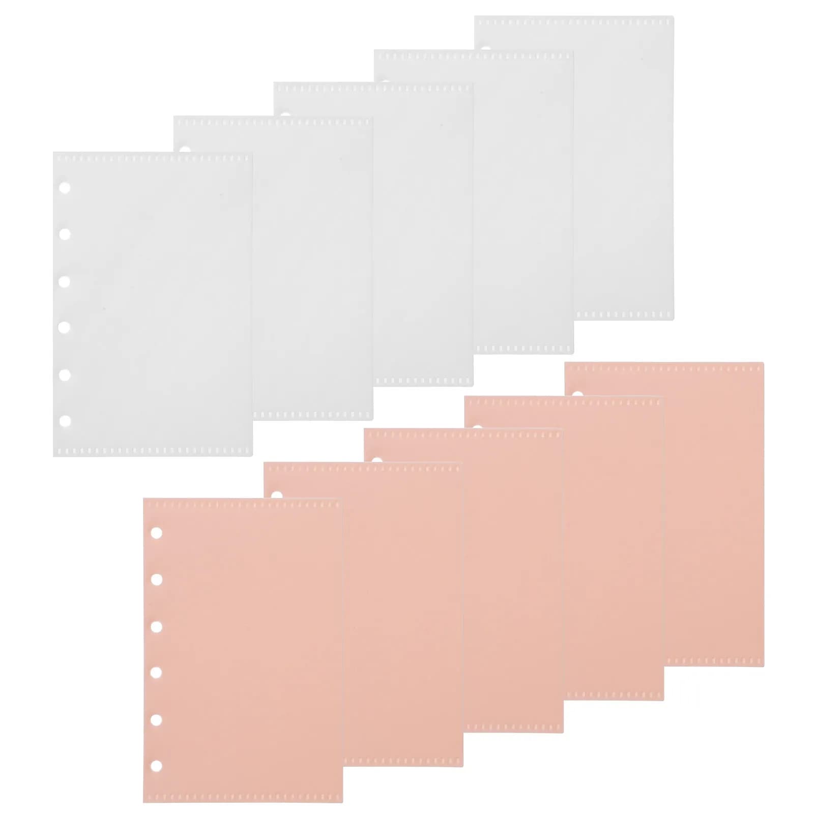 10 Fogli A7 con 6 Fori, Tasche per Raccoglitori, Buste in Plastica per Fogli Sciolti, Organizzatore Documenti, Forniture per Ufficio, Set Nero Trasparente