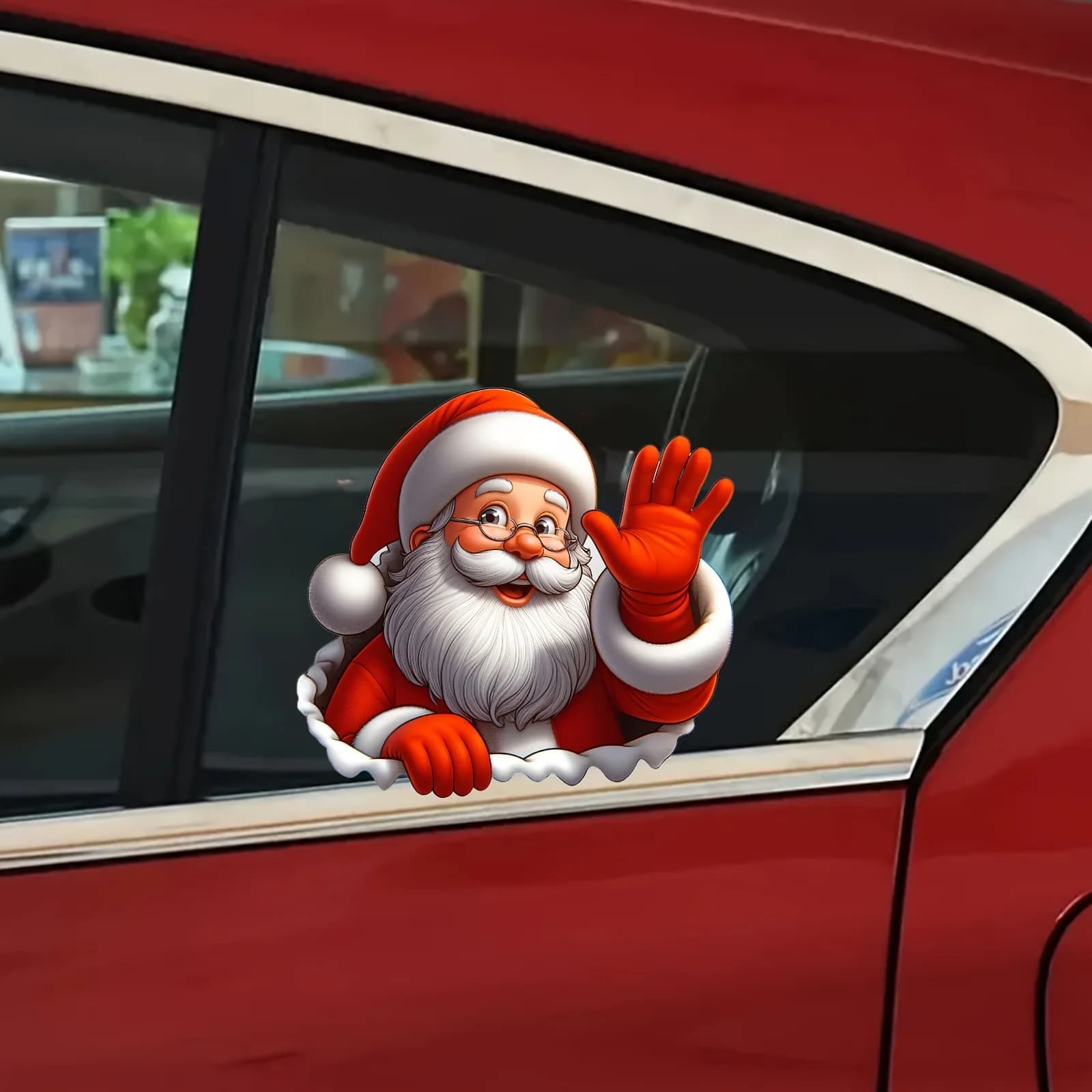 1pc Waving Sticker,3D Self-Adhesive Decal, Suitable for Christmas PVC Car and Window Vinyls, Ideally on Glass/Metallic Surfaces