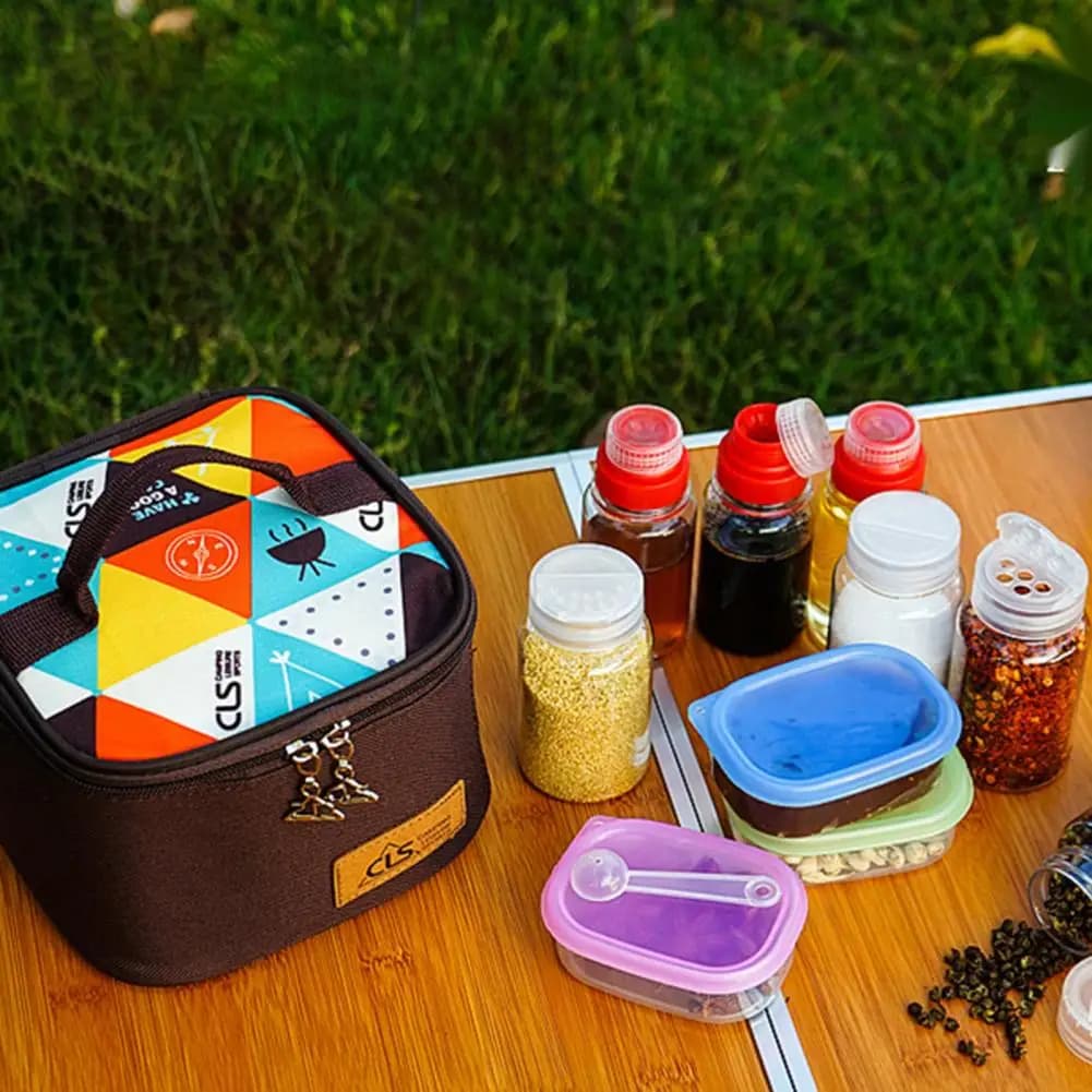 Set di Barattoli Portatili per Spezie da Campeggio, Kit di Condimenti per Barbecue all'Aperto, Set da Viaggio per Escursioni e Picnic