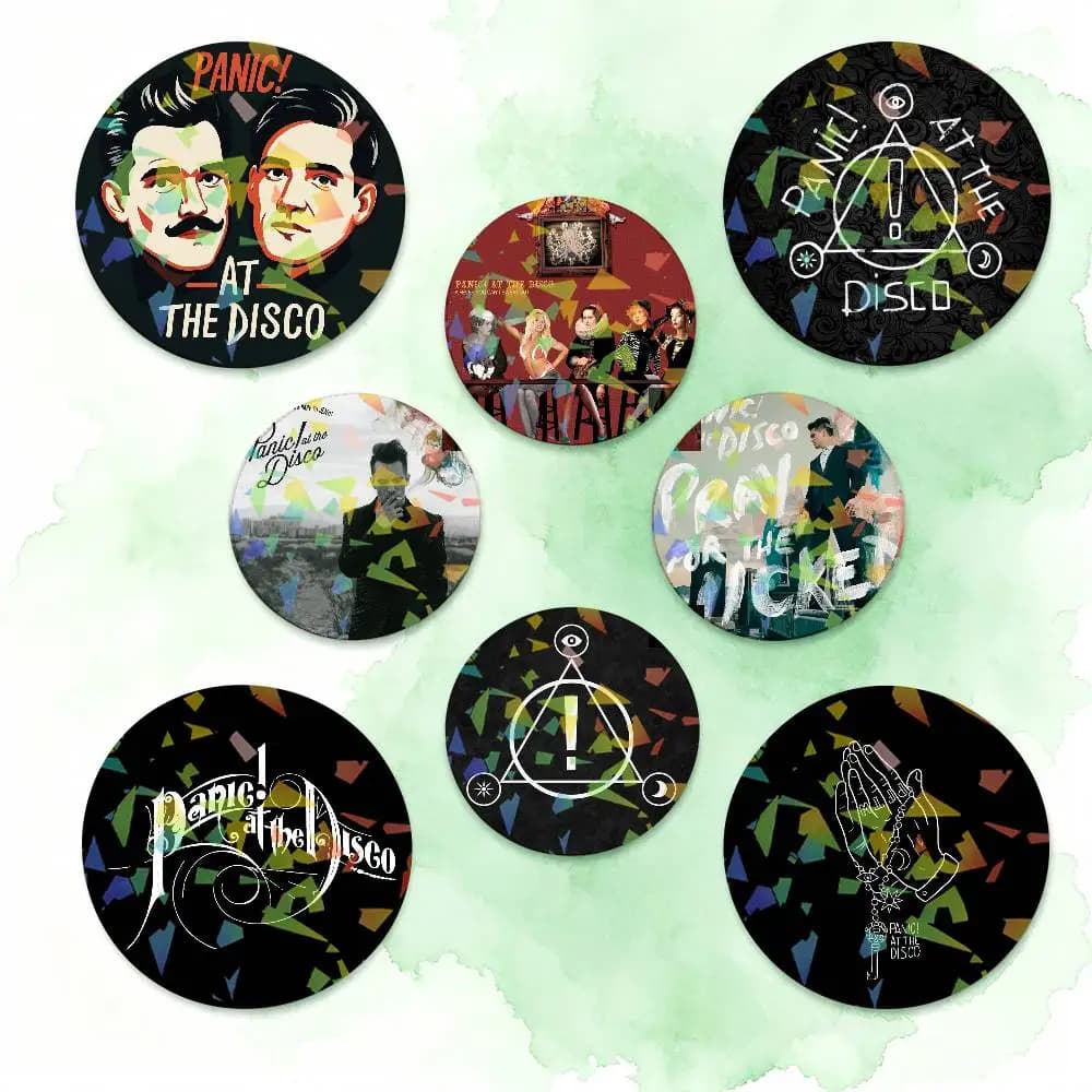Band P-PaNic! Spille da bavero rotonde D-DisCo Rock per zaini, valigette, spille laser per vestiti, regali