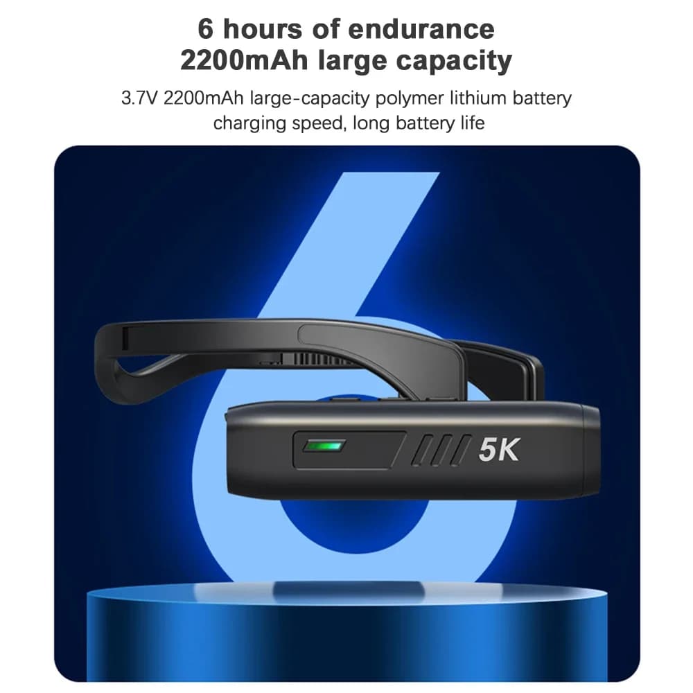 5K Wearable Camera with Head Support, WiFi, Webcam 30MP Anti-shake, Waterproof IPX5 with 120° angle view angle