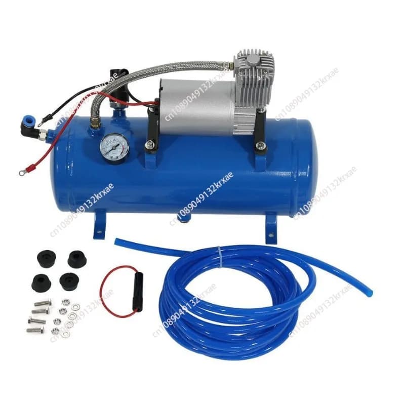 Compressore d'aria portatile 12V da 120-150 PSI con serbatoio da 6L per pneumatici di camion, camper, treni e clacson, con tubo da 500 cm/16,4 piedi