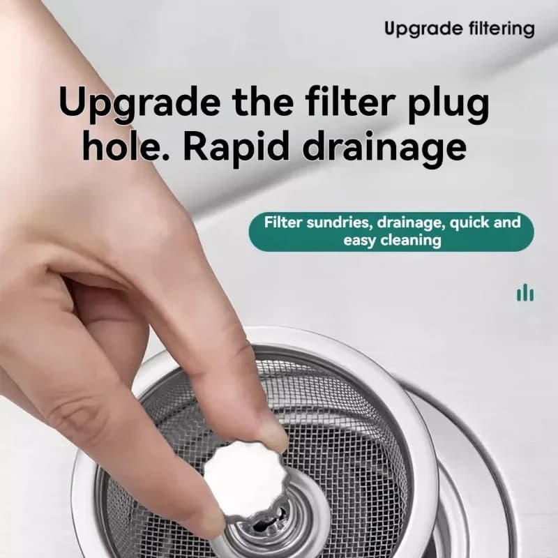 Filtro a Rete in Acciaio Inox per Scarico Pavimento, Lavello Cucina e Bagno, Cestello Filtrante per Capelli e Rifiuti, Filtro per Fognature