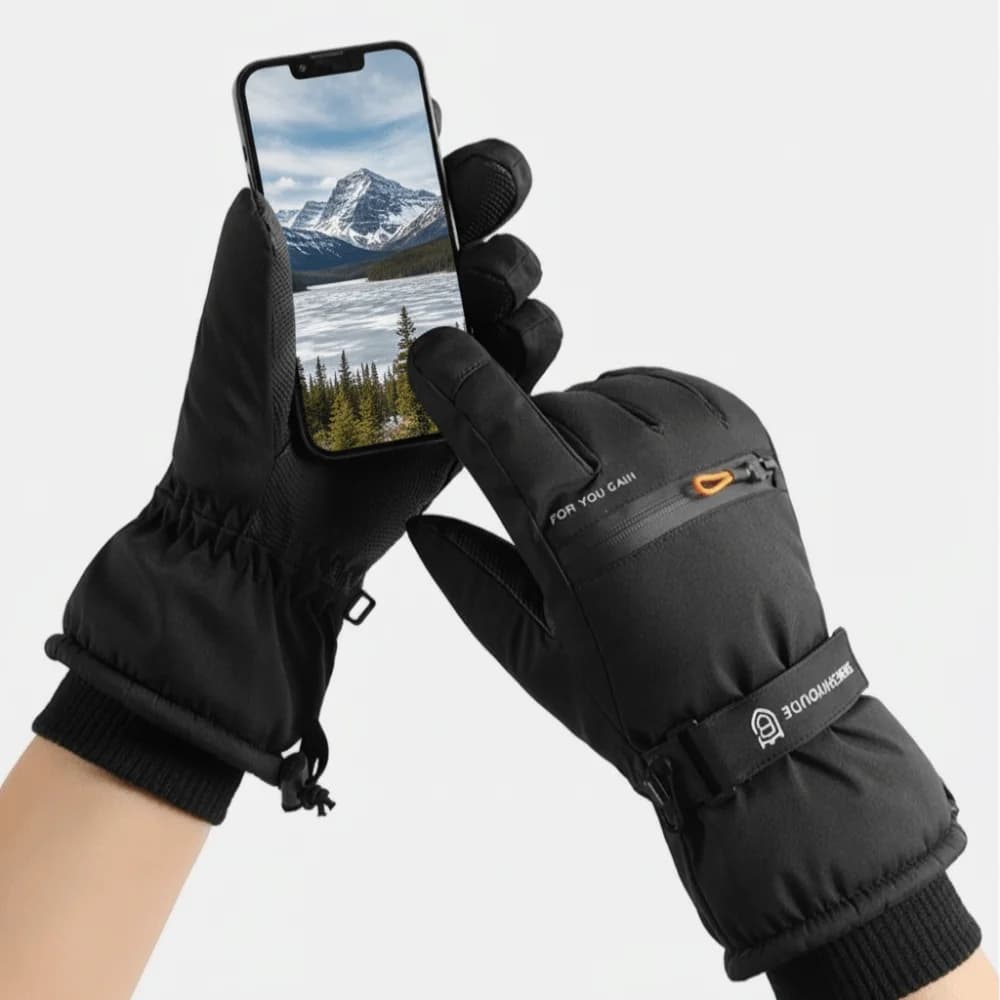 Guanti da sci invernali in tinta unita alla moda Guanti da snowboard addensati Guanti touch screen ultraleggeri con dita intere Moto