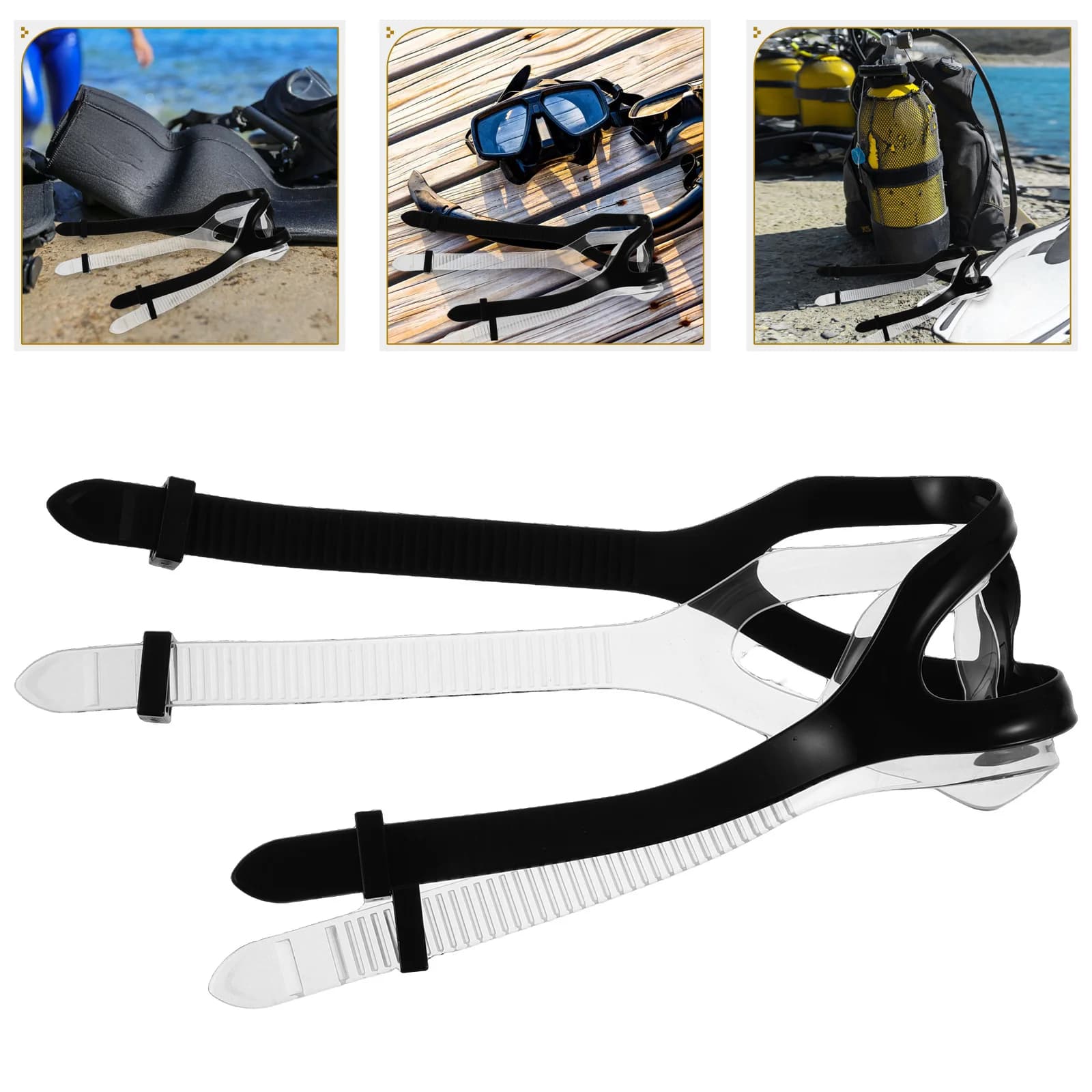 2 Pieces Replacement Belts in Silicone for Underwater Mask, Adjustable and Comfortable, for Snorkeling Masks and Swimming Occhialini