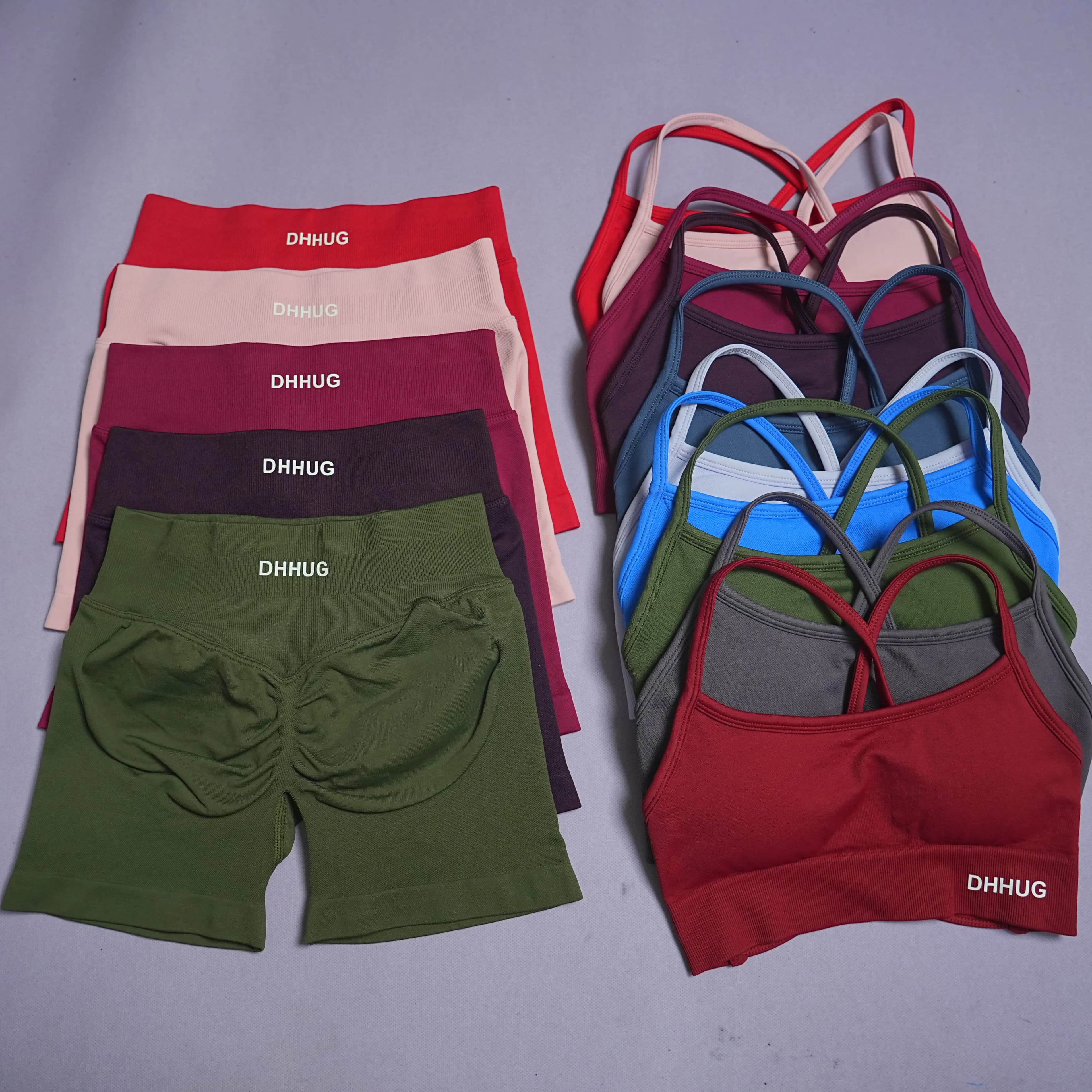 Leggings Yoga a Vita Alta Effetto Push-Up DHHUG, Top da Allenamento e Set Fitness Coordinati con Logo Donna