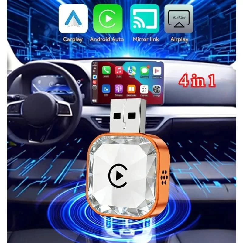 2026 Aggiornamento Box AI Auto 4-in-1 da Cablato a Wireless WiFi Carplay Plug & Play Adattatore Android Auto Airplay MirrorLink Smart Dongle