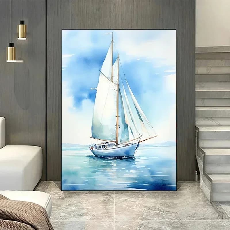 Ocean Sailing Home Decoration Wall Decoration Canvas Painting Interior Animation Boat Wall