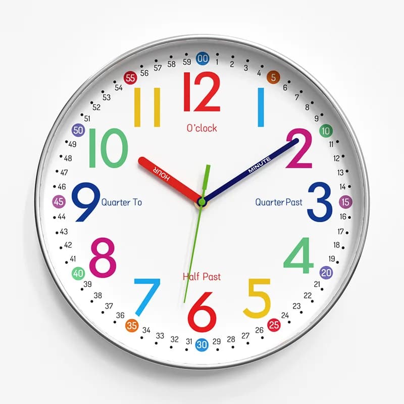 Orologio da Parete Educativo per Bambini 12 Pollici, Orologio al Quarzo Silenzioso con Cartoni Animati per Gestione del Tempo, 30CM