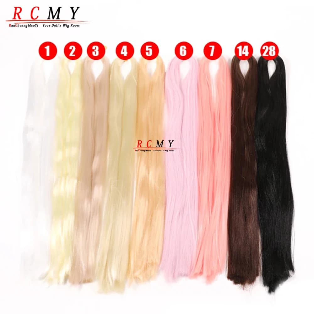 BJD SD Doll 80CM/40 White Black Hair Row Milk Silk Anti-Mohair Wig Handmade Hook Transplant Material for Girls and Boys Hair