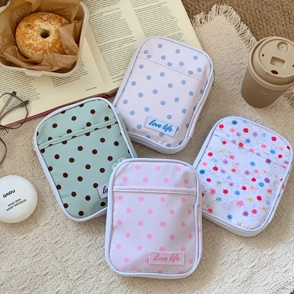 Simple Wave Point Pain Bag Pencil Case Large-Capacity Stationery Bag Multifunctional Travel Portable Passport Bag