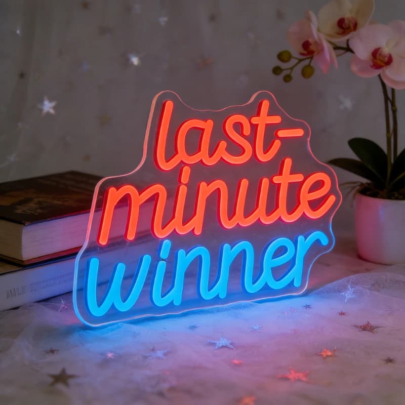 Insegna LED Neon 'Last Minute Winner' Rossa, Luce Motivazionale per Casa, Ufficio, Scrivania, Camera da Letto, Sala Giochi, Decorazione Murale, Regalo Ispirazionale